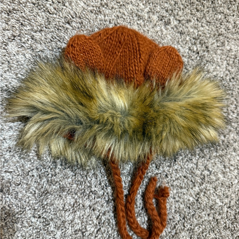 Blueberry Hill Knit Kids Hat with Faux Fur Trim
